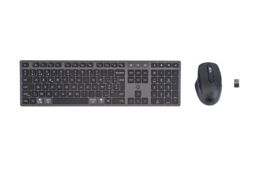 HP 720 Multi-Device Rechargeable Wireless and Mouse Combo keyboard Mouse included Home USB + Bluetooth AZERTY Belgian Black