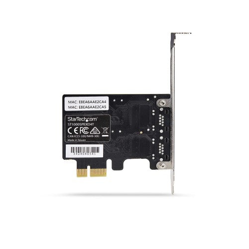 StarTech.com 2-Port Gigabit PCIe Network Adapter Card, 10/100/1000Mbps PCI Express NIC, Dual Realtek RTL8111H, Works with Windows and Linux, TAA Compliant