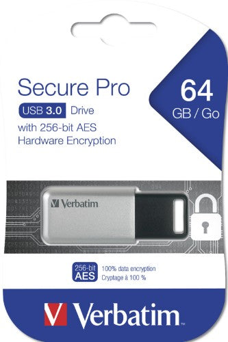 Verbatim Secure Pro - USB 3.0 Drive 64 GB - Silver