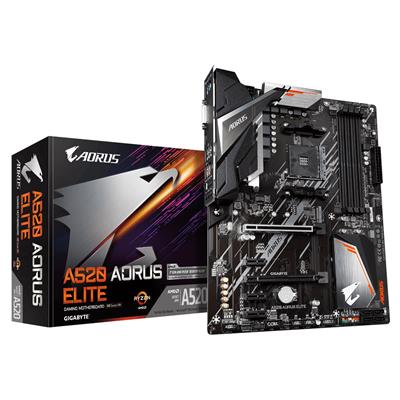 GIGABYTE A520 AORUS ELITE Motherboard - Supports AMD Ryzen 5000 Series AM4 CPUs, 5+3 Phases Pure Digital VRM, up to 4733MHz DDR4 (OC), PCIe 3.0 x4 M.2, GbE LAN, USB 3.2 Gen2