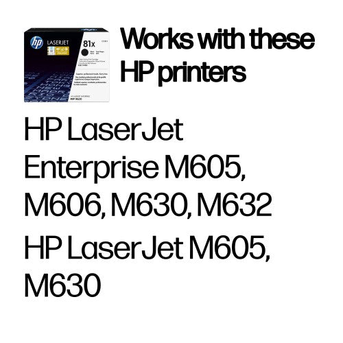 HP CF281X/81X Toner cartridge black high-capacity, 25K pages ISO/IEC 19752 for HP LaserJet M 606/630