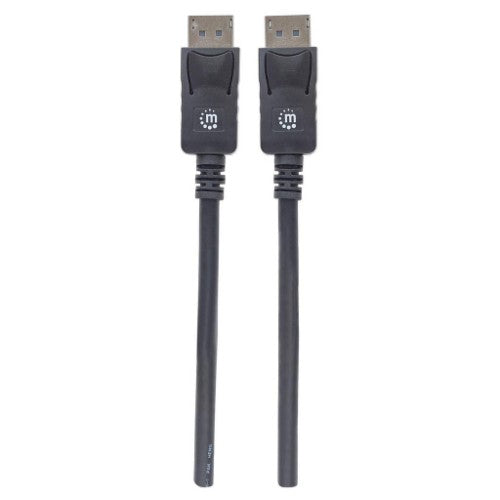 Manhattan DisplayPort 1.2 Cable, 4K@60hz, 1m, Male to Male, With Latches, Fully Shielded, Black, Lifetime Warranty, Equivalent to DISPL1M