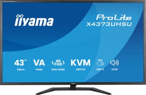 iiyama ProLite X4373UHSU-B2 computer monitor 109.2 cm (43") 3840 x 2160 pixels 4K Ultra HD LED Black