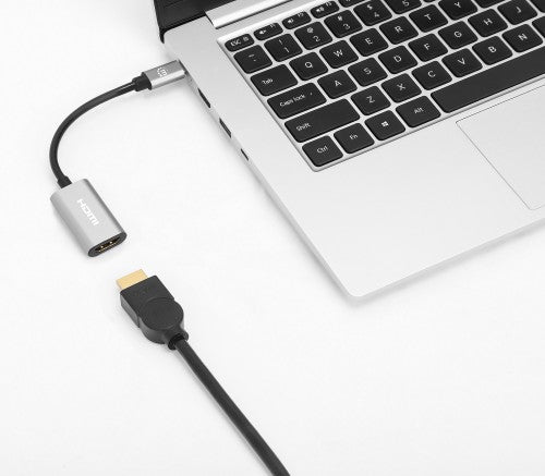 Manhattan USB-C to HDMI Cable, 4K@60Hz, 5 Gbps (USB 3.2 Gen1 aka USB 3.0), 11cm, Male to Male, Black/Silver, Three Year Warranty