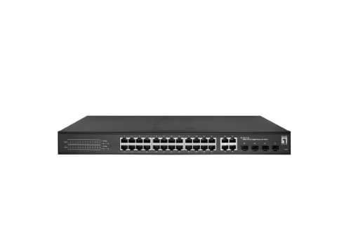 LevelOne Hilbert 28-Port Gigabit Smart Lite Switch, 24 x Gigabit RJ45, 4 x Gigabit SFP/RJ45 Combo