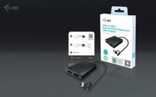 i-tec USB-A/USB-C Dual 4K/60 Hz DisplayPort Video Adapter