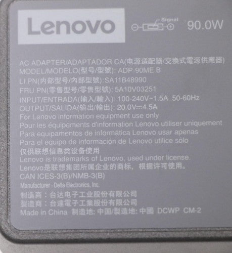 Lenovo 5A10V03251 power adapter/inverter Indoor 90 W Black