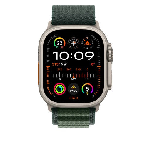 Apple 49mm Dark Green Alpine Loop - Large - Natural Titanium Finish