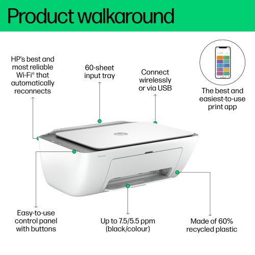 HP DeskJet 2820e Wireless All-in-One Color Printer, Instant Ink; Copier, Scanner