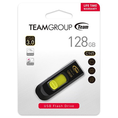 Team Group C145 USB flash drive 128 GB USB Type-A 3.2 Gen 1 (3.1 Gen 1) Black, Yellow