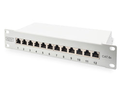 Digitus CAT 6A Patch Panel, shielded, 12-Port, 1HE, 10", grey