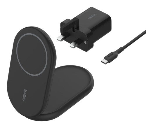 Belkin WIB007MYBK mobile device charger Headphones, Smartphone Black USB Wireless charging Fast charging Indoor