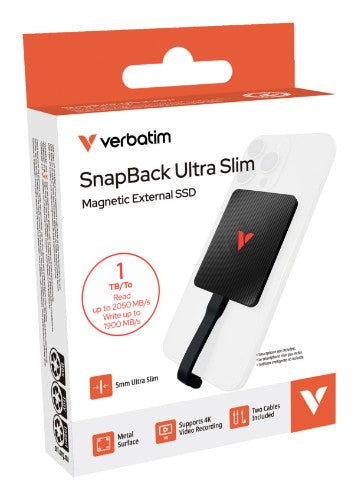 Verbatim SnapBack Ultra Slim SSD 1TB USB Type-C USB 3.2 Gen 2x2 Black