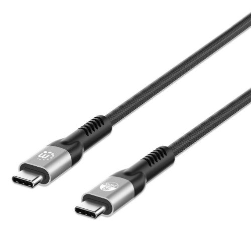 Manhattan Fast USB-C to USB-C Cable (240W), 2m, 240W Laptop Charging + High-Speed Data & Video, Works with ALL Laptops (Note additional USB-C 240W wall charger needed), 40 Gbps Ultra-Fast Transfers, Extra-Long Reach for Desk or Floor Sockets, 3 year Warra