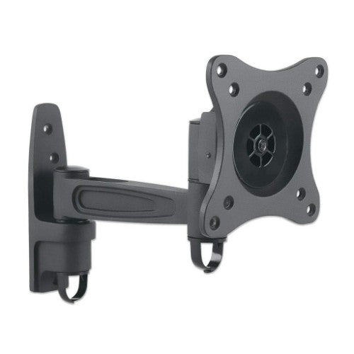 Manhattan Wall Mount for TV & Monitors (Tilt and Swivel 2 pivots), For screens 13" to 27", VESA compatability: 75x75mm and 100x100mm - check the dimensions of the four mounting holes on back of screen to ensure it fits, Max 15kg, Black, Bracket
