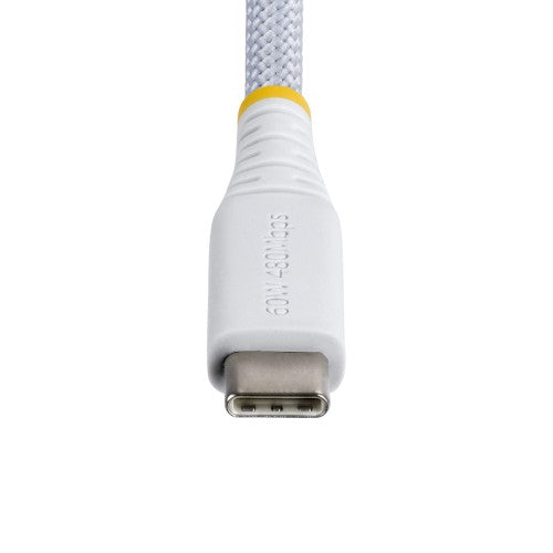 StarTech.com 3m (10ft) White USB-C Charging Cable, 60W (3A) PD, Dual-Layer Braided Nylon/TPE Jacket, Rugged USB C Charging Cord, USB 2.0 Laptop Charger Cable