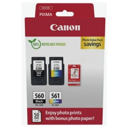 Canon 3713C008/PG-560+CL-561 Printhead cartridge multi pack black + color PVP 7,5ml + 8,3ml Pack=2 for Canon Pixma TS 5350