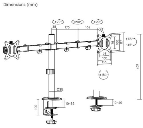 eSTUFF GLB227002 monitor mount / stand