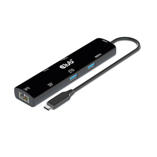 CLUB3D USB4™ Gen3x2 Type-C, 6-in-1 Hub with HDMI™ 8K60Hz or 4K120Hz, 2xUSB Type-A(10G), Ethernet RJ45(2.5G) and 2xUSB Type-C, 1x Data(10G) and 1xPD3.0 charging 100 watt