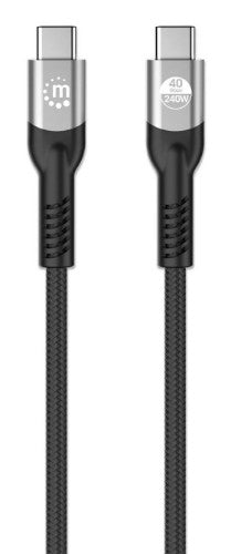 Manhattan Fast USB-C to USB-C Cable (240W), 2m, 240W Laptop Charging + High-Speed Data & Video, Works with ALL Laptops (Note additional USB-C 240W wall charger needed), 40 Gbps Ultra-Fast Transfers, Extra-Long Reach for Desk or Floor Sockets, 3 year Warra