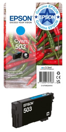 Epson C13T09R24010/503XL Ink cartridge cyan high-capacity, 470 pages 6,4ml for Epson XP-5200