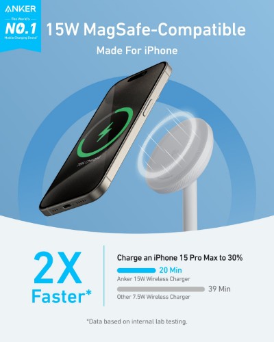 Anker MagGo Headphones, Headset, Smartphone, Smartwatch White USB Wireless charging Fast charging Indoor