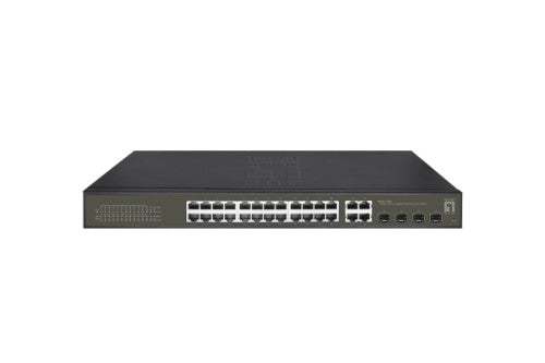 LevelOne Hilbert 28-Port Gigabit PoE Smart Lite Switch, 24 PoE Outputs, 4 x Gigabit SFP/RJ45 Combo, 802.3at/af PoE, 380W PoE Power Budget