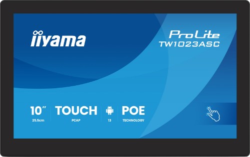 iiyama TW1023ASC-B3P Signage Display Kiosk design 25.6 cm (10.1") Wi-Fi 385 cd/m² HD Black Touchscreen Built-in processor Android 24/7