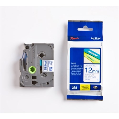 Brother TZE-233 DirectLabel blue on white Laminat 12mm x 8m for Brother P-Touch TZ 3.5-18mm/6-12mm/6-18mm/6-24mm/6-36mm