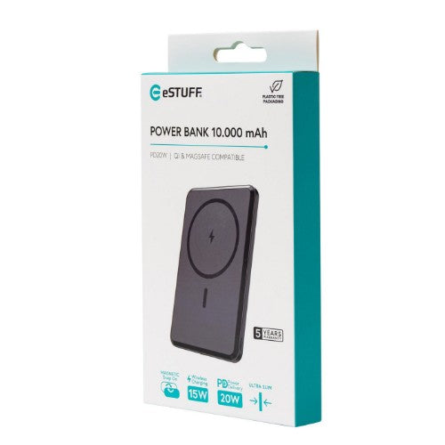 eSTUFF ES641101 power bank Wireless charging Black