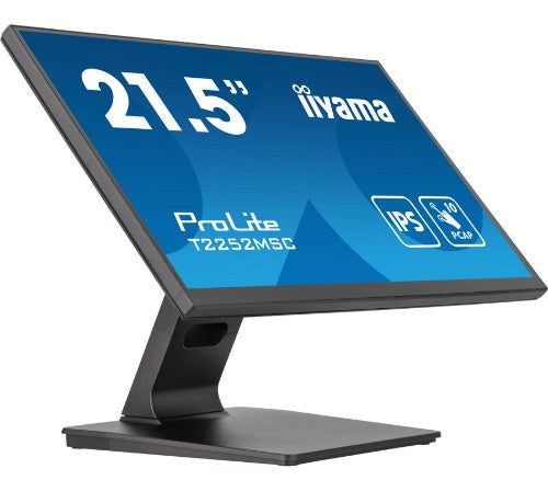 iiyama ProLite 21.5” PCAP 10pt touchscreen monitor featuring IPS panel technology, Edge-to-Edge glass design and anti fingerprint coating