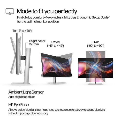 HP Series 7 Pro 27 inch QHD Thunderbolt 4 Monitor - 727pu PVC Free