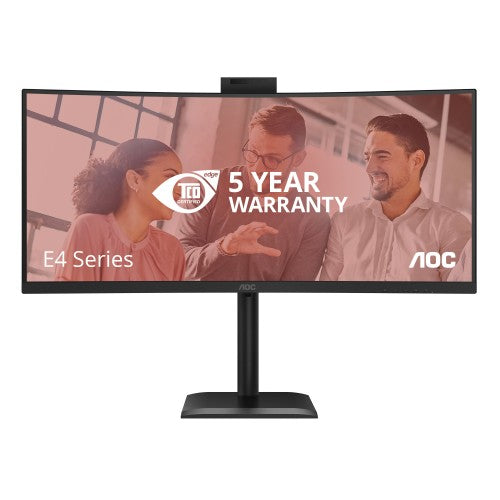 AOC E4 CU34E4CW computer monitor 86.4 cm (34") 3440 x 1440 pixels UltraWide Quad HD LED Black