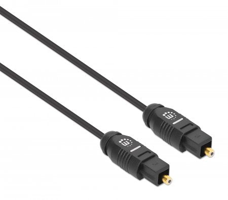 Manhattan Toslink Digital Optical AudioCable, 1m, Male/Male, Toslink S/PDIF, Gold plated contacts, Lifetime Warranty