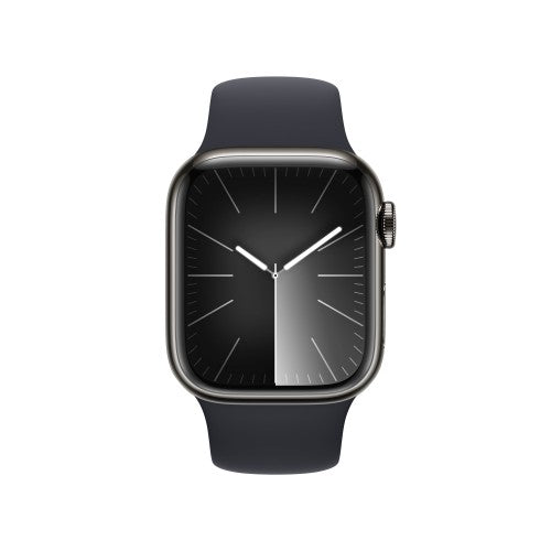 Apple Watch Series 9 GPS + Cellular 41mm Graphite Stainless Steel Case w/ Midnight Sport Band - S/M
