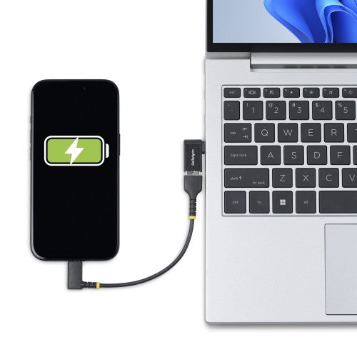 StarTech.com Right Angled USB-C to USB-A Adapter, USB 5Gbps, Compact USB-C Male to USB-A Female Adapter, Metal Housing, M/F