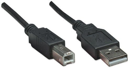 Manhattan USB-A to USB-B Cable, 0.5m, Male to Male, 480 Mbps (USB 2.0), Hi-Speed USB, Black, Lifetime Warranty, Equivalent to USB2HAB50CM