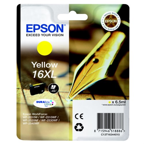 Epson C13T16344012/16XL Ink cartridge yellow high-capacity XL, 450 pages 6,5ml for Epson WF 2010/2660/2750