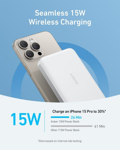 ANKER MAGGO POWER BANK (10K, MAGNETIC WIRELESS), WHITE