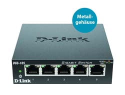 D-Link DGS-105 Unmanaged L2 Gigabit Ethernet (10/100/1000) Black