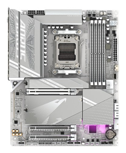 GIGABYTE X870 AORUS ELITE WIFI7 ICE Motherboard - Supports AMD Ryzen 9000 CPUs, 16+2+2 Phases Digital VRM, up to 8200MHz DDR5 (OC), 3xPCIe 5.0 + 1xPCIe 4.0, Wi-Fi 7, 2.5GbE LAN, USB 4