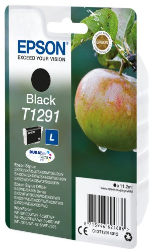 Epson C13T12914012/T1291 Ink cartridge black, 380 pages ISO/IEC 19752 11,2ml for Epson Stylus BX 320/SX 235 W/SX 420/SX 525/WF 3500