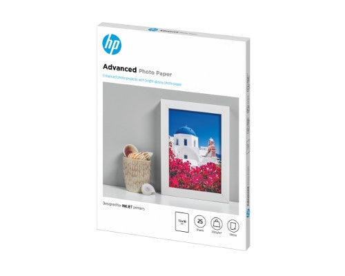 HP Advanced Photo Paper, Glossy, 250 g/m2, 13 x 18 cm (127 x 178 mm), 25 sheets