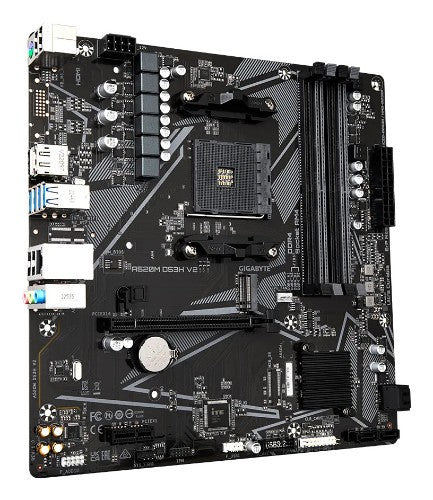 GIGABYTE A520M DS3H V2 Motherboard - Supports AMD Ryzen 5000 Series AM4 CPUs, up to 4733MHz DDR4 (OC), PCIe 3.0 x16, GbE LAN, USB 3.2 Gen 1