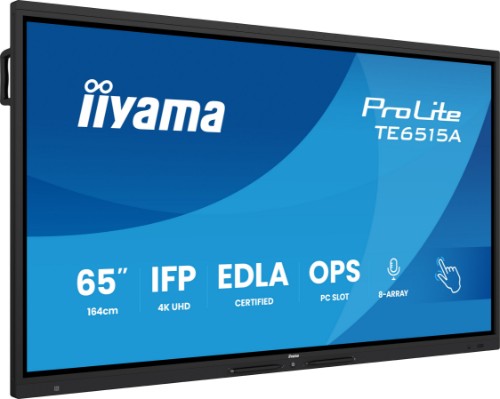 iiyama TE6515A-B1AG Signage Display Interactive flat panel 163.8 cm (64.5") Wi-Fi 550 cd/m² 4K Ultra HD Black Touchscreen Built-in processor Android