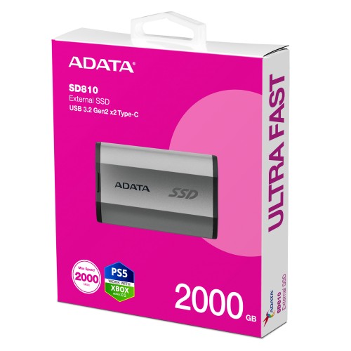 ADATA SD810 2 TB USB Type-C USB 3.2 Gen 2x2 Black, Silver