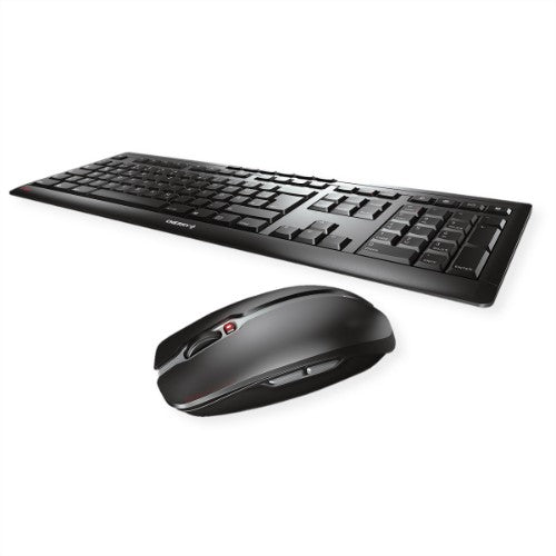 CHERRY Stream Desktop keyboard Mouse included Office RF Wireless QWERTZ German Black