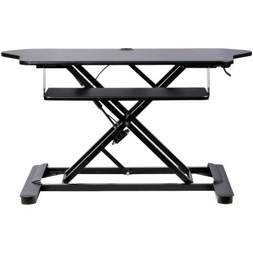 StarTech.com Corner Sit Stand Desk Converter with Keyboard Tray - Large Surface (35" x 21") - Height Adjustable Ergonomic Desktop/Tabletop Standing Workstation - Supports Dual Monitors