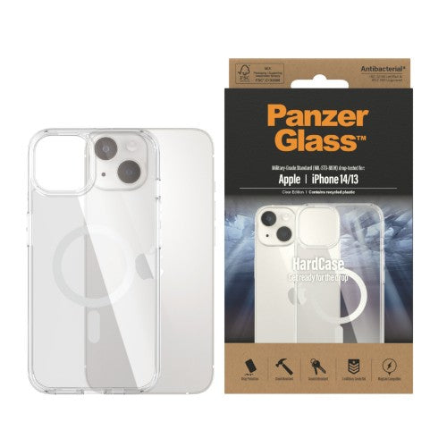 PanzerGlass ® HardCase Transparent w. White MagSafe iPhone 14 | 13