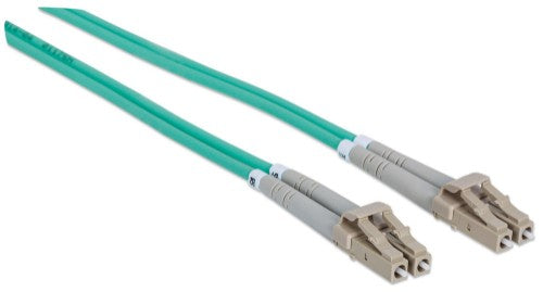 Intellinet Fiber Optic Patch Cable, OM3, LC/LC, 1m, Aqua, Duplex, Multimode, 50/125 µm, LSZH, Fibre, Lifetime Warranty